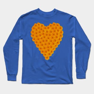 Marigold Flowers Heart Long Sleeve T-Shirt